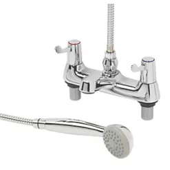 Promo 🔥 1/4 Turn Dual Commercial Lever Bath/Shower Mixer Bathroom Tap Chrome 💯
