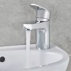 New 😍 Swirl Caldew Mini Basin Mono Mixer with Clicker Waste Silver 🥰 -Outlet Bathroom Taps Store 674PG A3