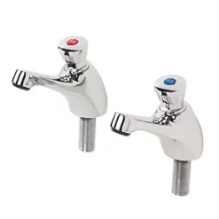 Budget 🛒 Self-Closing Non-Concussive Bathroom Basin Taps Chrome 🔔