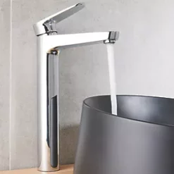 Promo ✔️ Swirl Caldew Tall Basin Mono Mixer with Clicker Waste Silver 🤩 -Outlet Bathroom Taps Store 992PG A2